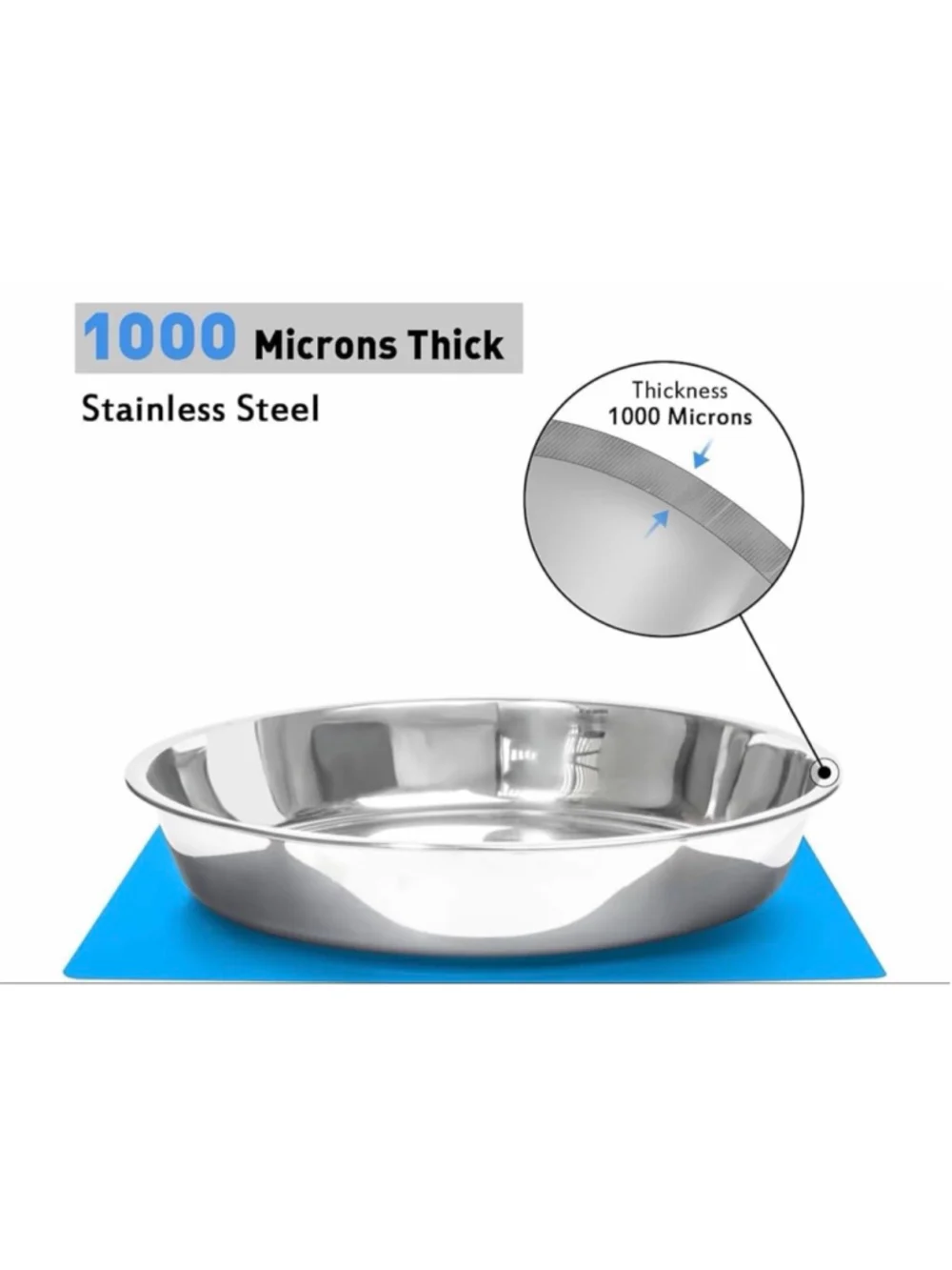 NEW Shallow Dog Food Bowls Non Slip Food Grade Stainless Steel Large Dogs 8 Cups